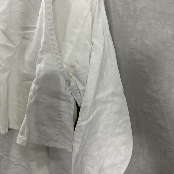 White Linen Top Boxy Lagenlook Artsy Artist Quiet Luxury Women’s 12 Vintage - Picture 6 of 15